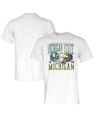 Blue 84 - Men's andWomen's White Michigan State Spartans vs. Michigan Wolverines 2024 Rivalry Matchup T-Shirt