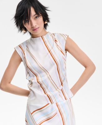 I.N.C. International Concepts - Women's Striped Cap-Sleeve Top