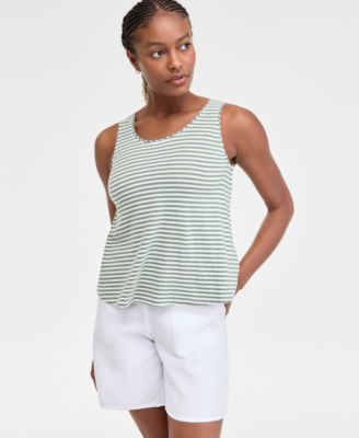 Charter Club - Women's Linen Blend Scoop-Neck Tank Top