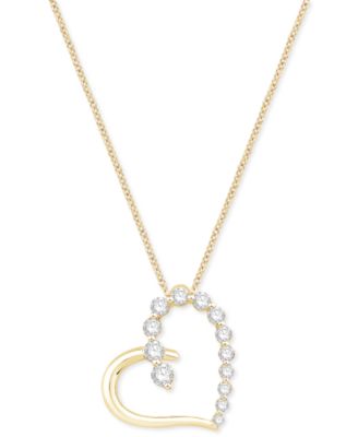 Macy's - Diamond Heart 18" Pendant Necklace (1/2 ct. t.w.) in 14k Yellow Gold