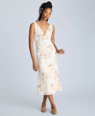 Kenneth Cole - Women's Printed Tie-Detail Midi Dress