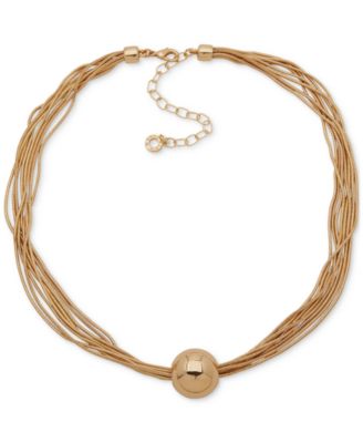 Anne Klein - Gold-Tone Multi Snake Chain & Polished Sphere Collar Necklace, 16" + 3" extender