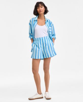 On 34th - Women's Cotton Striped Pull-On Shorts