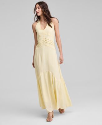 And Now This - Women's Pintuck-Pleat Halter Maxi Dress
