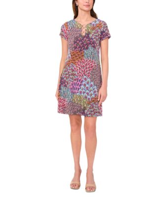 MSK - Women's Three-Ring Keyhole-Neck Printed Jersey Dress