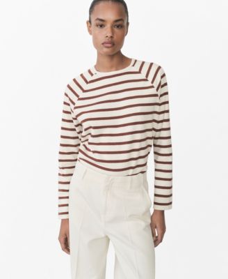 MANGO - Women's Striped Round-Neck Sweatshirt