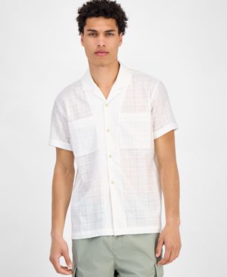 Sun + Stone - Men's Chase Short Sleeve Textured Button-Front Camp Shirt