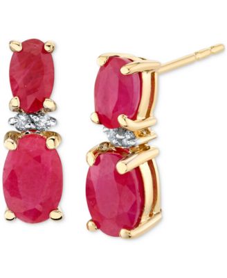 Macy's - Ruby (1-9/10 ct. t.w.) & Diamond Accent Butterfly Drop Earrings in 14k Yellow Gold