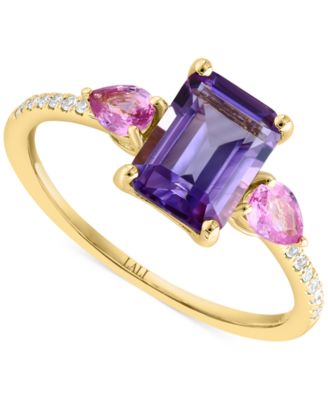 LALI Jewels - Multi-Gemstone & Diamond (1/20 ct. t.w.) Ring in 14k Yellow Gold
