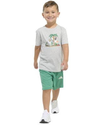 adidas - Toddler & Little Boys Graphic T-Shirt & Stripe Shorts, 2 Piece Set