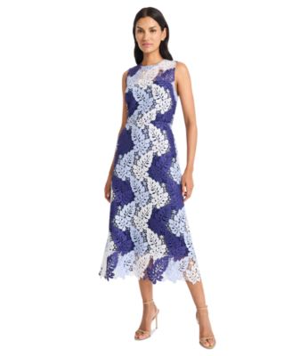 Maggy London - Women's Printed Lace Sleeveless Midi Dress