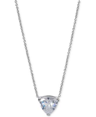 Eliot Danori - Silver-Tone Cubic Zirconia Solitaire Pendant Necklace, 16" + 2" extender