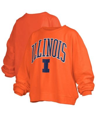Pressbox - Women's  Orange Illinois Fighting Illini Janise Arch Over Logo Waist Length Oversized Pullover Sweatshirt