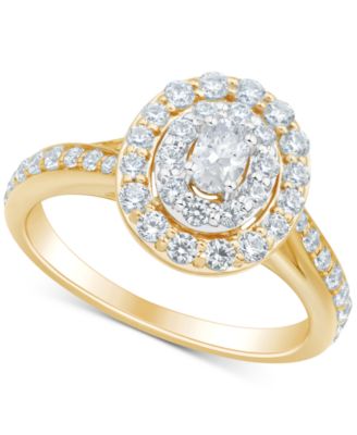 Macy's - Diamond Oval Double Halo Engagement Ring (1 ct. t.w.) in 14k Two-Tone Gold