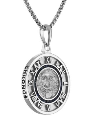 Bulova - Men's God of Time Sterling Silver Pendant Necklace 24" + 2" extender