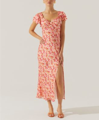 ASTR the Label - Women's Maisy Floral Print Flutter Sleeve Midi Dress
