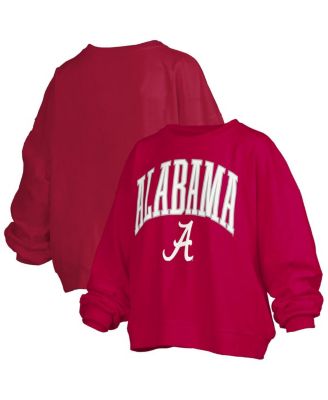 Pressbox - Women's&nbsp;Crimson Alabama Crimson Tide Janise Arch Over Logo Waist Length Oversized Pullover Sweatshirt