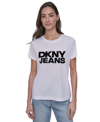 DKNY Jeans - Women's Flocked Logo Crewneck T-Shirt
