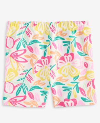 First Impressions - Baby Girls Modern Tropical-Print Biker Shorts
