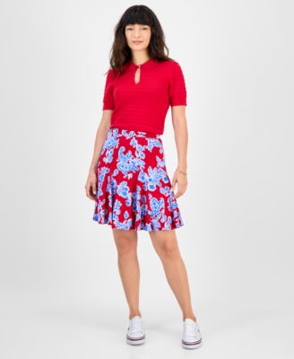 Tommy Hilfiger - Women's Printed Godet Pull-On Skirt
