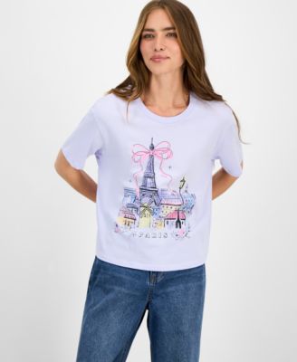 Rebellious One - Juniors' Paris Bow Graphic T-Shirt