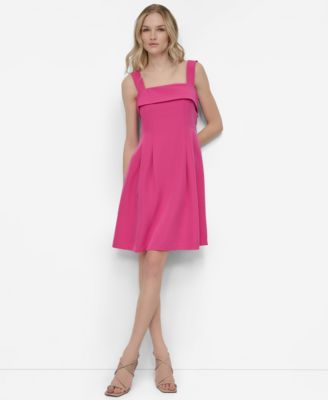 DKNY - Petite Square-Neck Buckled Back-Strap Dress
