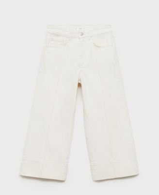 MANGO - Women's Seam Detail Wideleg Cropped Jeans