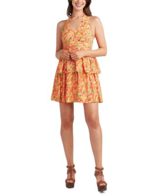 BCX - Juniors' Printed Halter-Style Mini Dress