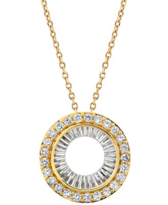 Macy's - Diamond Circle 18" Pendant Necklace (1/4 ct. t.w.) in 14k Two-Tone Gold