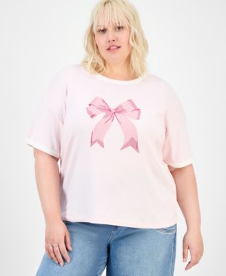 Hippie Rose - Trendy Plus Crewneck Bow T-Shirt