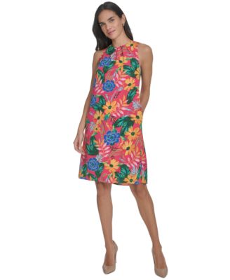 Jessica Howard - Petite Floral Sleeveless Jewel-Neck Shift Dress