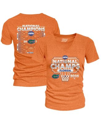 Blue 84 - Women's Orange Florida Gators 2025 NCAA Men's Basketball National Champions Bracket Tri-Blend V-Neck T-Shirt