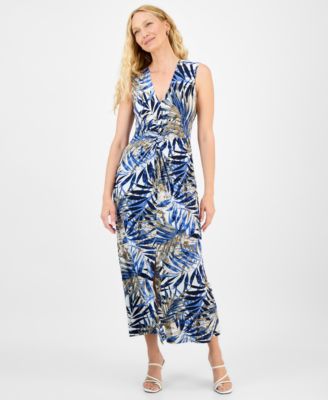 Connected - Women's Printed Twist-Front Maxi Dress