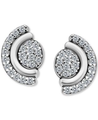 Giani Bernini - Cubic Zirconia Pav&eacute; Half Halo Stud Earrings in Sterling Silver