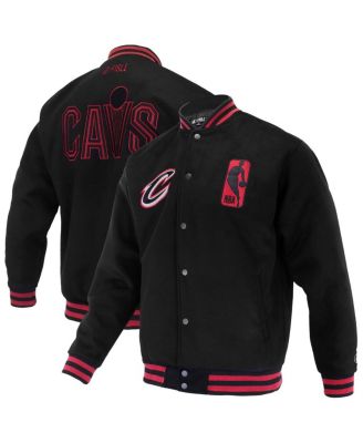 FISLL - Men's and Women's Black Cleveland Cavaliers Logoman Shadow Collection Full-Snap Varsity Jacket