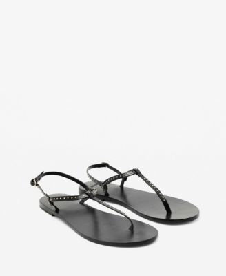 MANGO - Women's Mini Studs Leather Sandals