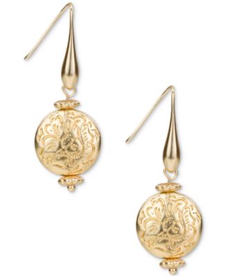 Patricia Nash - Gold-Tone Etched Bead Drop Earrings