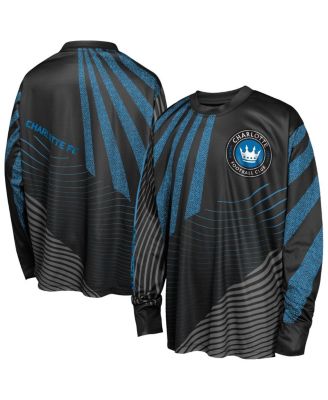 Outerstuff - Big Boys and Girls Black Charlotte FC Nifty Netminder Long Sleeve T-Shirt