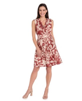R & M Richards - Women's Chiffon Printed Sleeveless Wrap Dress