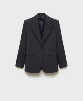 MANGO - Women's Straight-Fit Micro-Houndstooth Jacket