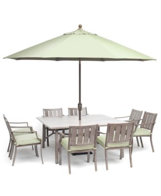 Agio - Wayland Outdoor Aluminum 9-Pc. Dining Set (64" Square Dining Table & 8 Dining Chairs)