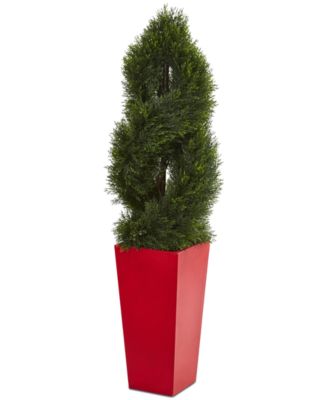 Nearly Natural - 4.5' UV-Resistant Double Pond Cypress Spiral Artificial Tree in Planter