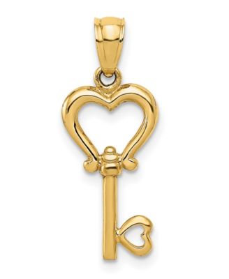 Macy's - Heart Key Pendant in 14k Yellow Gold