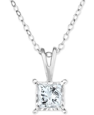 Macy's - Diamond Princess Solitaire 18" Pendant Necklace (1/2 ct. t.w.) in 14k White, Yellow, or Rose Gold