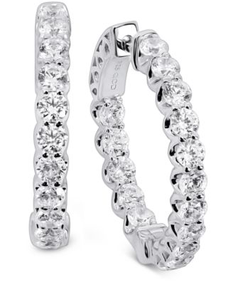 Arabella - Swarovski Zirconia Small In & Out Hoop Earrings in Sterling Silver