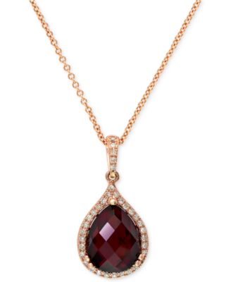 EFFY Collection - Garnet (4-1/5 ct. t.w.) and Diamond (1/8 ct. t.w.) Pear Pendant in 14k Rose Gold