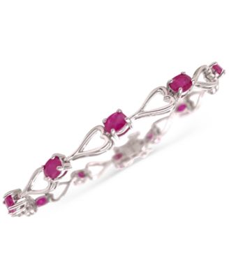Macy's - Emerald Heart Link Bracelet (6 ct. t.w.) in Sterling Silver (Also in Ruby, Sapphire & Tanzanite)