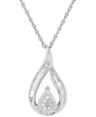 Macy's - Diamond Teardrop Swirl Pendant Necklace (1/4 ct. t.w.) in Sterling Silver