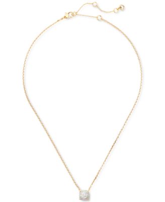 kate spade new york - Gold-Tone Square Glitter Stone Mini Pendant Necklace, 17" + 3" extender