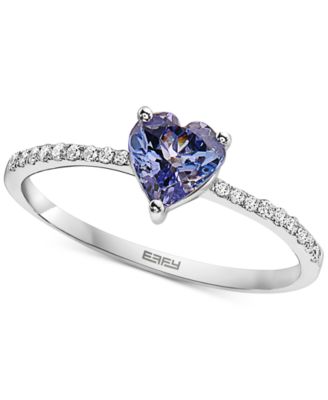 EFFY Collection - Tanzanite (5/8 ct. t.w.) & Diamond (1/10 ct. t.w.) Heart Ring in Sterling Silver